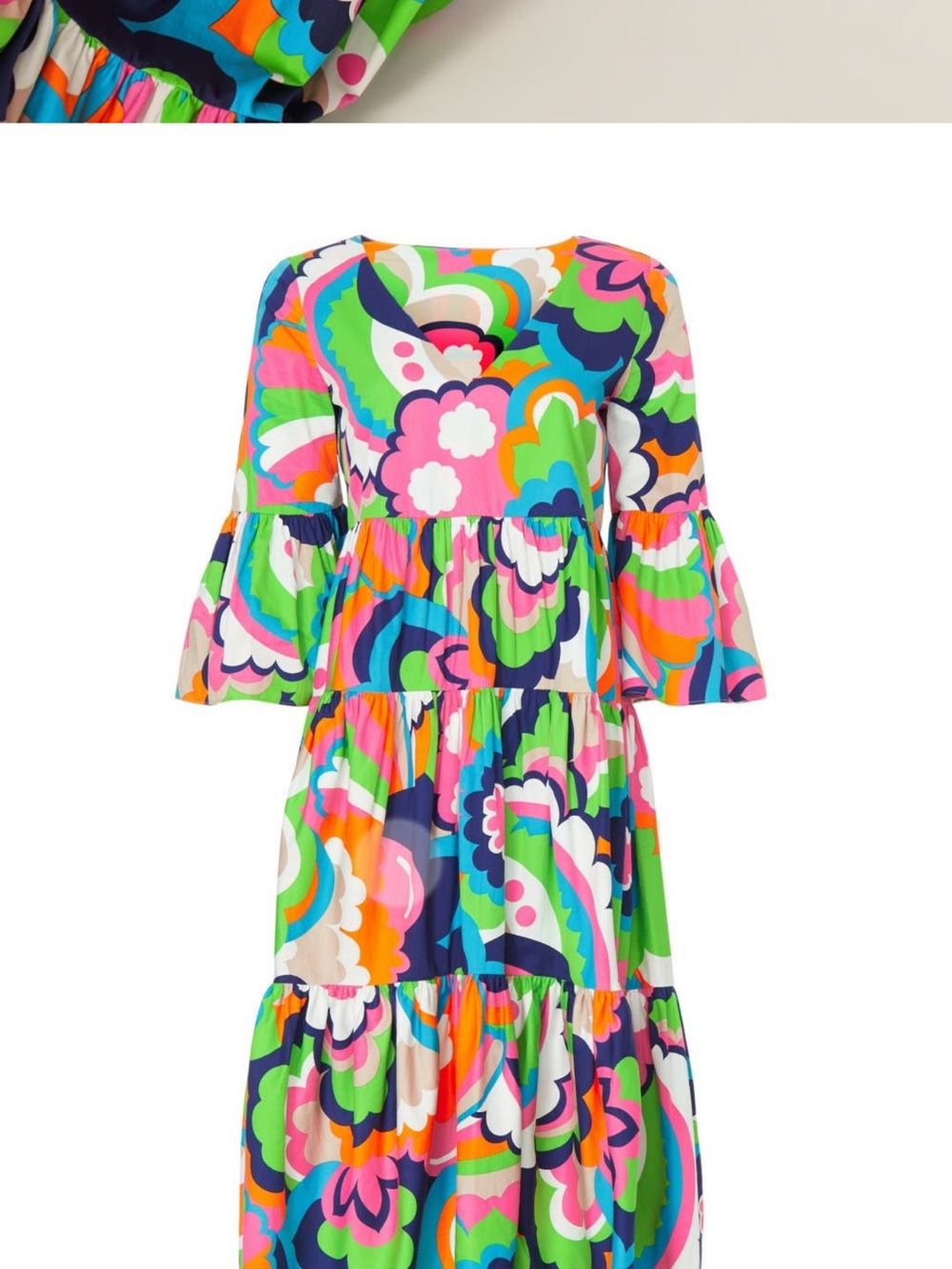 Trina Turk Multicolor (blue, purple, cream) Retro-Inspired Floral Dress - Picture 6 of 7